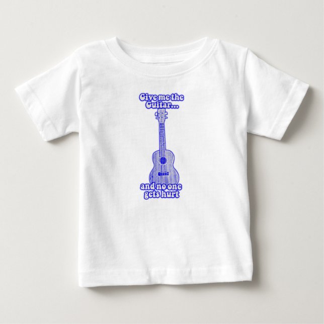 Camiseta De Bebé Dame la guitarra y nadie sale herido. azul retro (Anverso)
