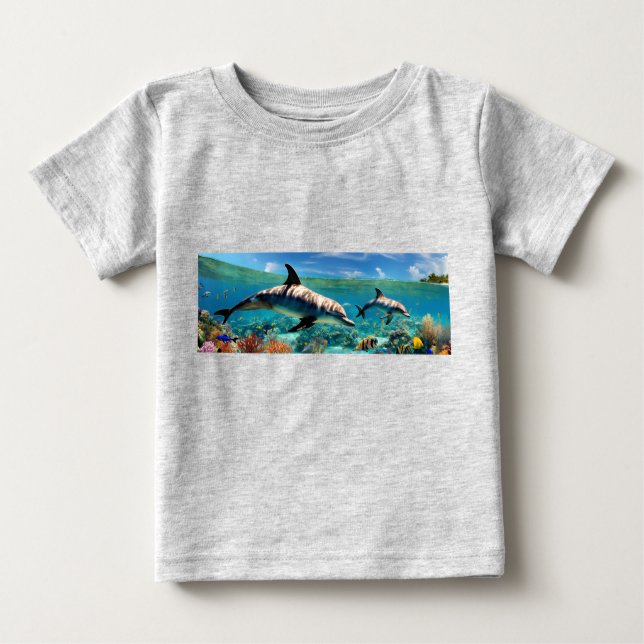 Camiseta De Bebé Dancing Dolphins in a Coral Paradise (Anverso)