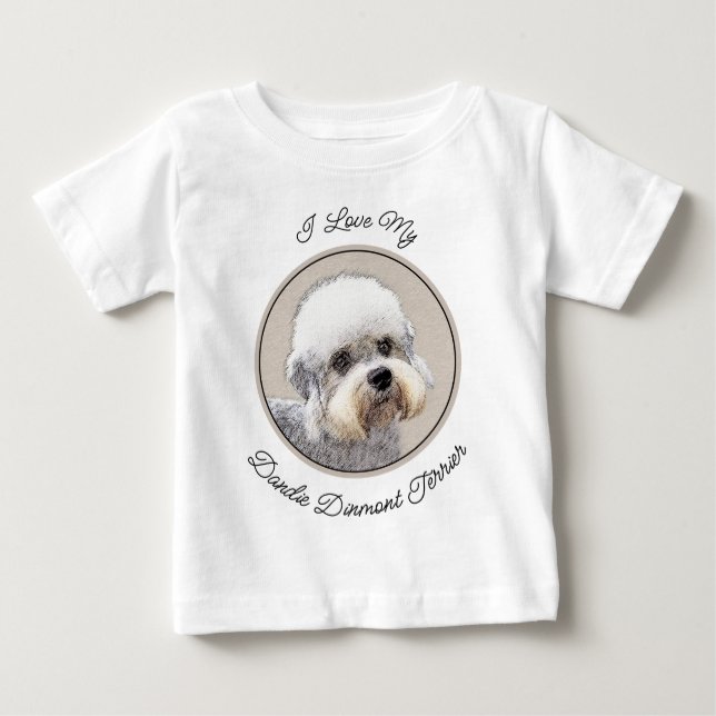 Camiseta De Bebé Dandie Dinmont Terrier Pintura Original De Perro (Anverso)