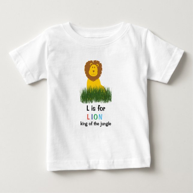 Camiseta de bebé de alfabeto L es de león estilo c (Anverso)