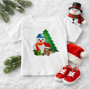 Camiseta de bebé de algodón de muñeco de nieve de