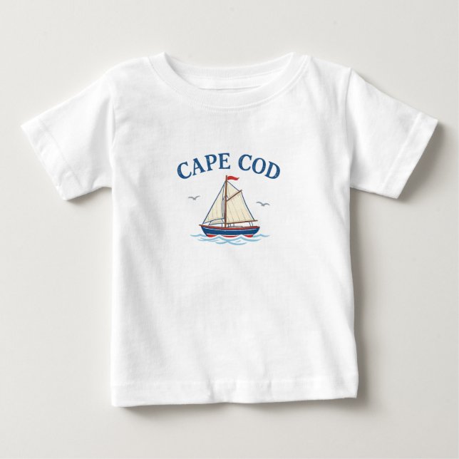 Camiseta de bebé de barco de vela de Cape Cod (Anverso)
