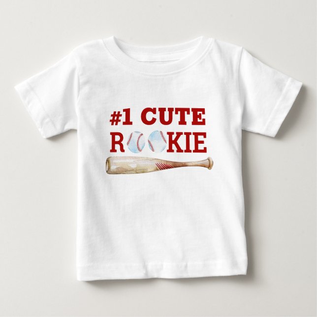 Camiseta de bebé de béisbol One Cute Rookie  (Anverso)