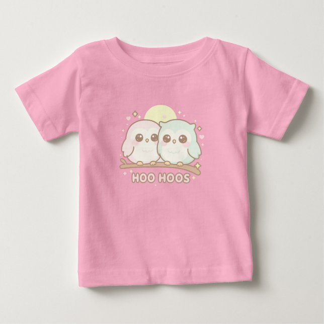 Camiseta de bebé de búho adorable – “Hoo Hoos” (Anverso)