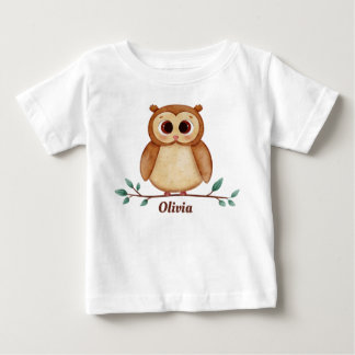 Camiseta de bebé de búho lindo con nombre