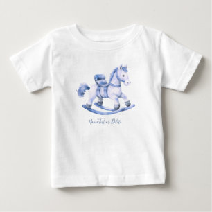 Camiseta de bebé de caballo mecedor azul