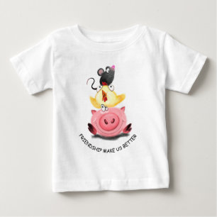 Camiseta de bebé de cerdito, pollo y ratón mejores