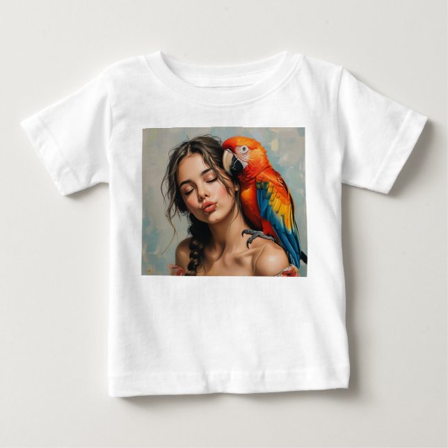 Camiseta de bebé de chica y papagayo (Anverso)