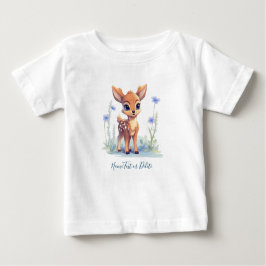 Camiseta de bebé de ciervo bebé con flores azules