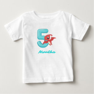 Camiseta de bebé de cinco meses de dinosaurio lind