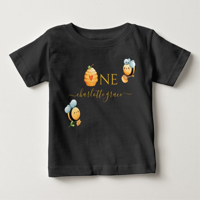 Camiseta de bebé de cumpleaños abeja-dia (Anverso)
