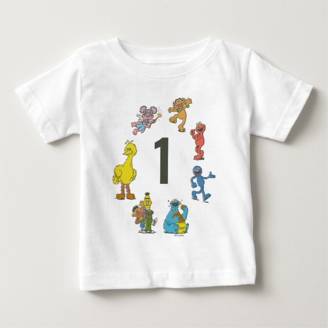 Camiseta de bebé de cumpleaños con personajes vint (Anverso)