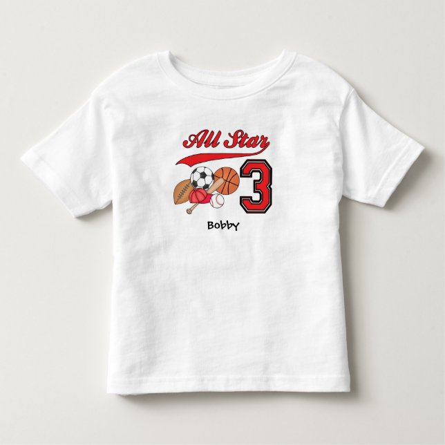 Camiseta de bebé de cumpleaños de All Star Sports  (Anverso)
