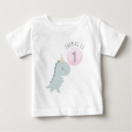 Camiseta de bebé de cumpleaños de dinosaurios cura