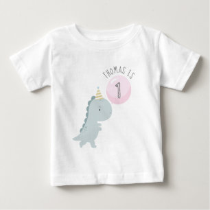 Camiseta de bebé de cumpleaños de dinosaurios cura