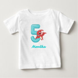 Camiseta de bebé de dinosaurio lindo de cinco mese