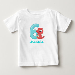 Camiseta de bebé de dinosaurio lindo de seis meses