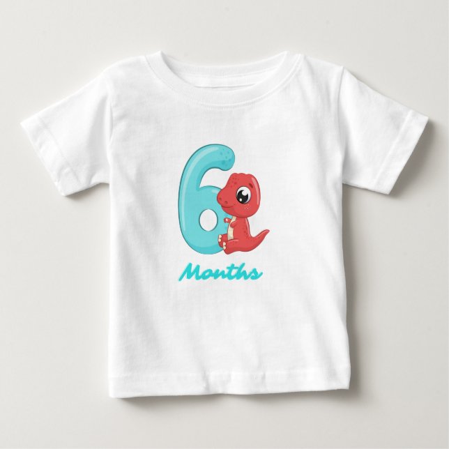 Camiseta de bebé de dinosaurio lindo de seis meses (Anverso)