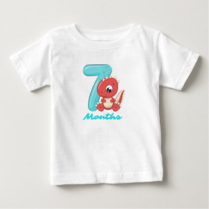 Camiseta de bebé de dinosaurio lindo de siete mese