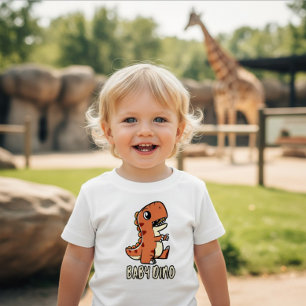 Camiseta de bebé de dinosaurio naranja lindo 