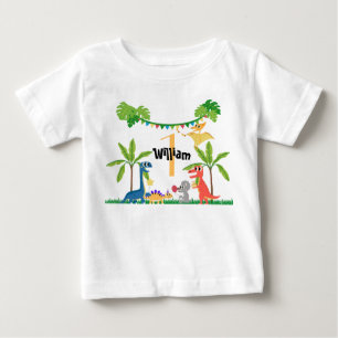 Camiseta de bebé de dinosaurios por primer cumplea