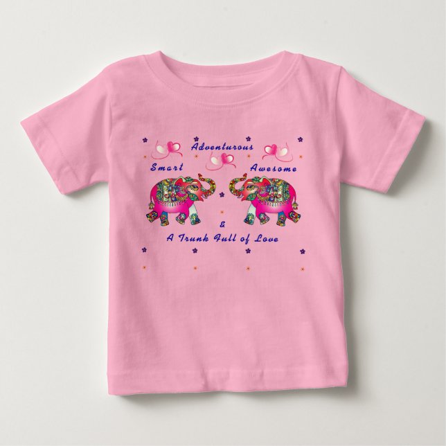 Camiseta de bebé de elefante artístico lindo y mod (Anverso)
