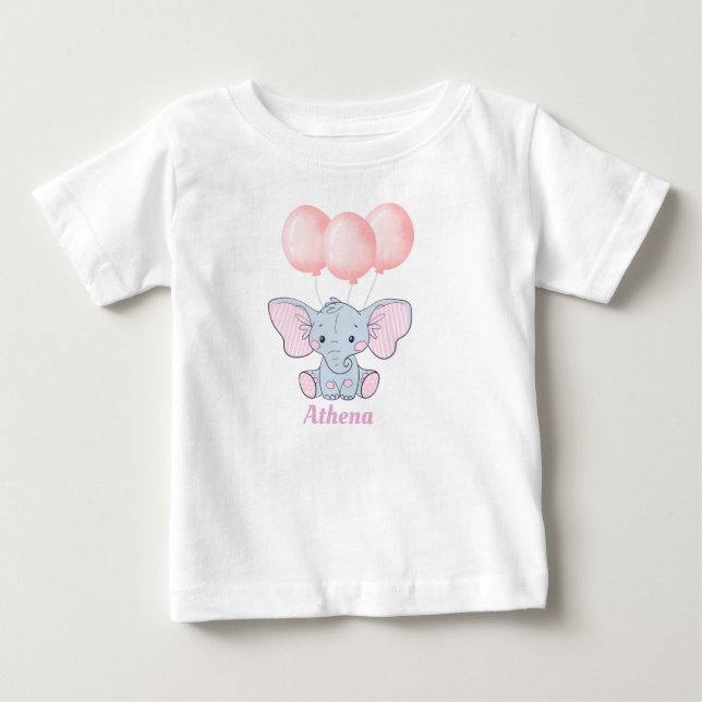 Camiseta de bebé de elefante bebé personalizada (Anverso)