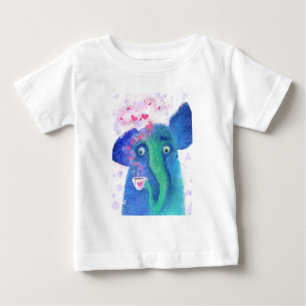 Camiseta de bebé de elefante con café