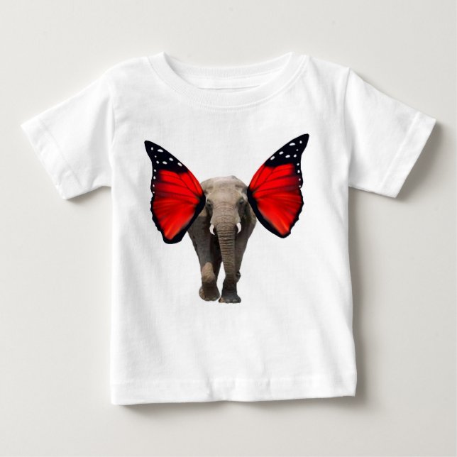 Camiseta de bebé de elefante rojo (Anverso)