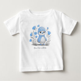 Camiseta de bebé de flores azules de pato acuarela
