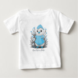 Camiseta de bebé de flores azules de pato de acuar