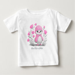 Camiseta de bebé de flores rosadas de pato en acua