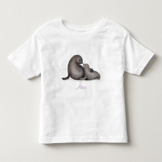 Camiseta de bebé de foca de piel de madre y bebé (Anverso)