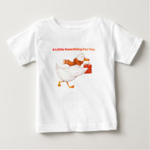 Camiseta de bebé de ganso lindo sosteniendo regalo