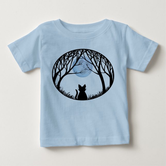 Camiseta de bebé de gato gordo negro camisas de be (Anverso)