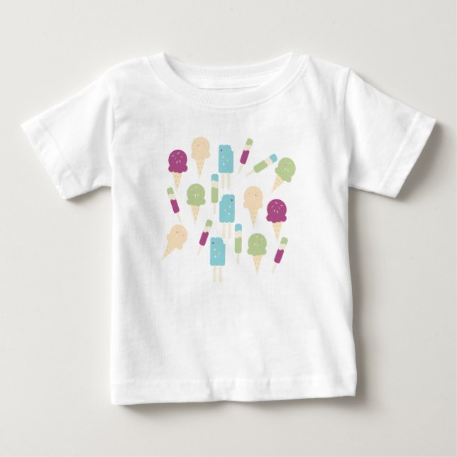 Camiseta de bebé de helado de cumpleaños colorida (Anverso)