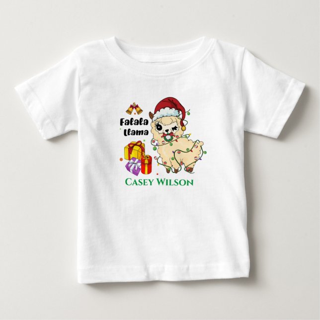 Camiseta de bebé de Llama de Navidad (Anverso)