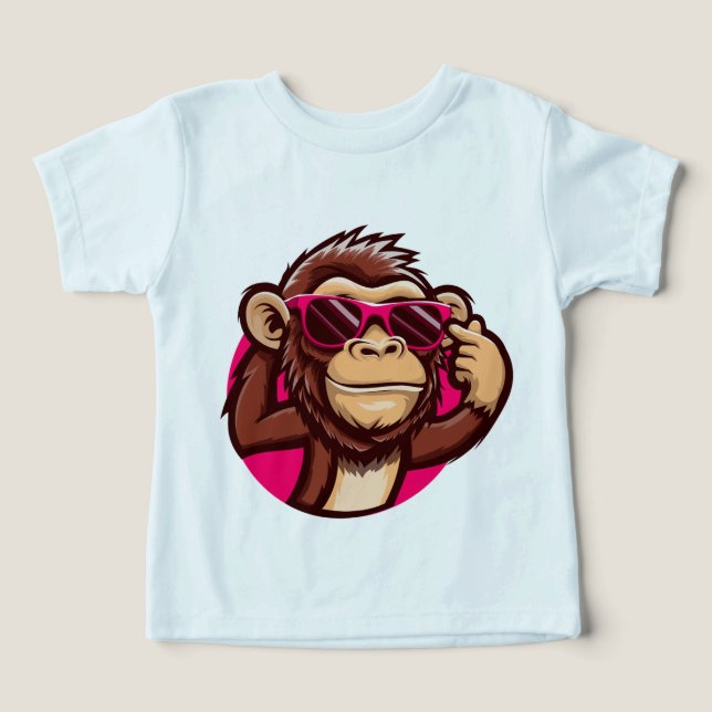 Camiseta de bebé de mono genial con gafas de sol r (Diseño delantero )