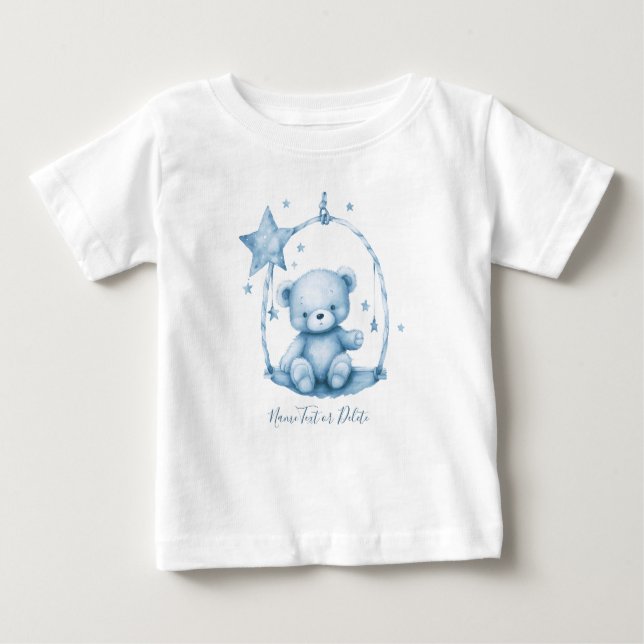Camiseta de bebé de osito de peluche azul (Anverso)