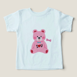 Camiseta de bebé de osito de peluche rosa