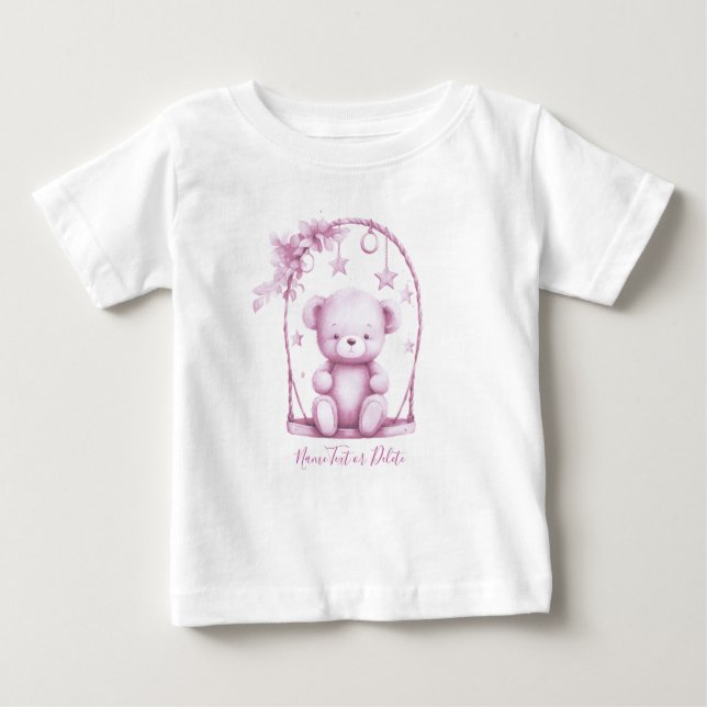 Camiseta de bebé de osito de peluche rosa (Anverso)