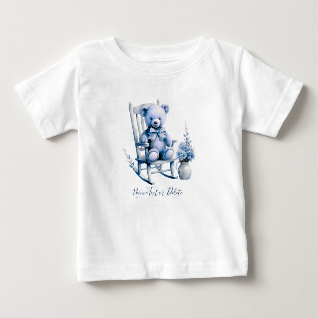 Camiseta de bebé de oso azul acuarela (Anverso)