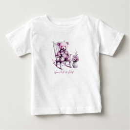 Camiseta de bebé de oso bebé rosa acuarela