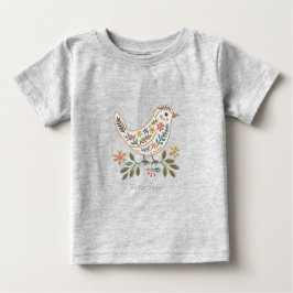 Camiseta de bebé de pájaro pequeño floral colorido