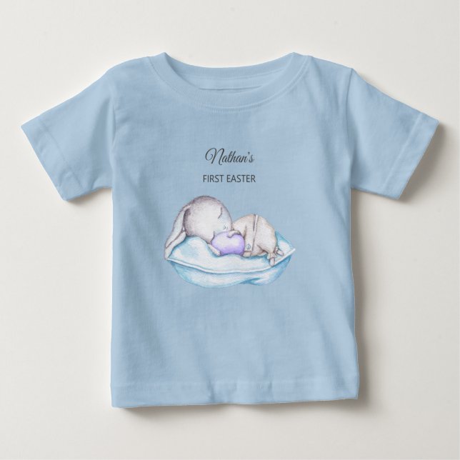 Camiseta de bebé de Pascua para conejito durmiendo (Anverso)