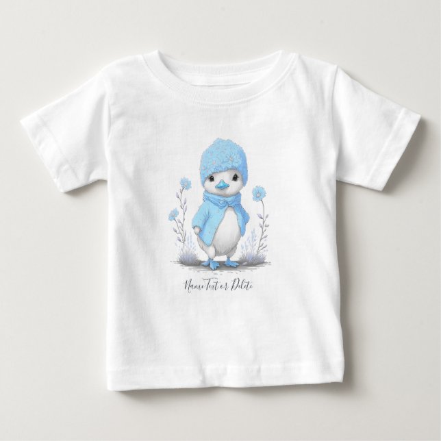 Camiseta de bebé de pato acuarela azul (Anverso)