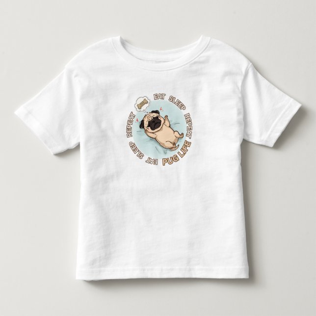 Camiseta de bebé de Pug durmiendo lindo | Comer Do (Anverso)