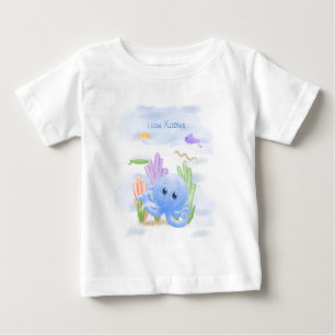 Camiseta de bebé de pulpo azul pequeño