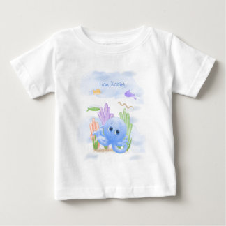 Camiseta de bebé de pulpo azul pequeño