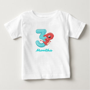 Camiseta de bebé de tres meses de dinosaurio lindo